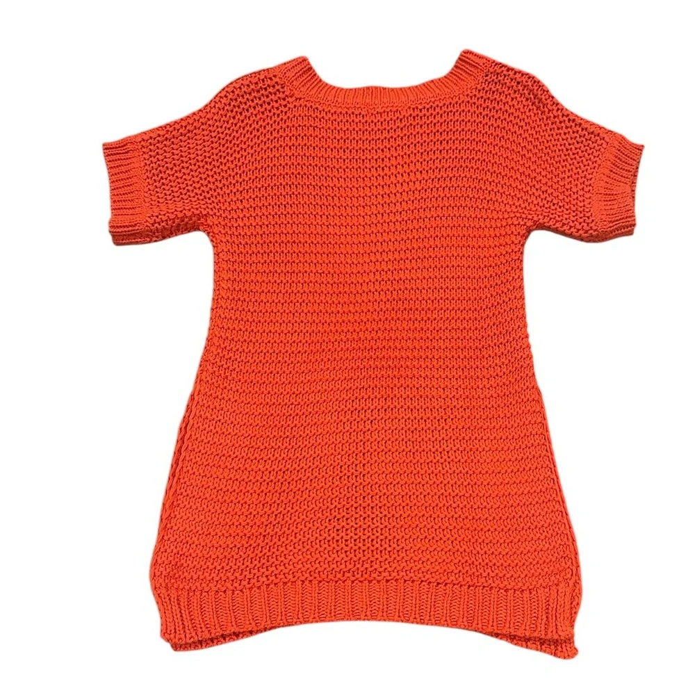 RAG POETS BELLAGIO ORANGE WIDE NECK TUNIC OPEN KNIT SIDE VENT SWEATER TOP XS - Picture 5 of 11